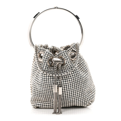 Jimmy Choo Satin Crystal Embellished Micro Bon Bon Bag Silver 1 of 11