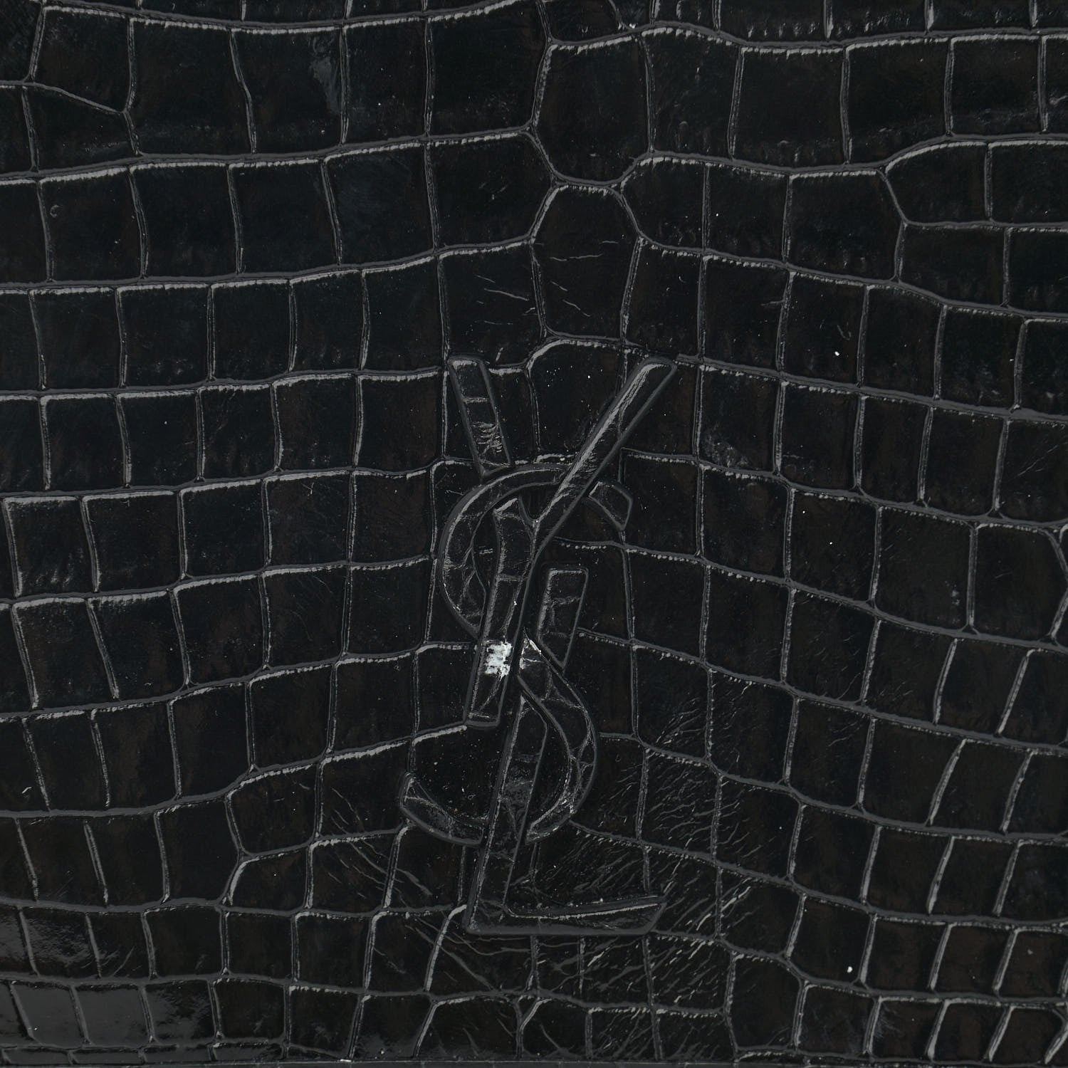 Saint Laurent Crocodile Embossed Lambskin Matelasse Monogram Niki Chain Wallet Black 8 of 14
