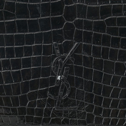 Saint Laurent Crocodile Embossed Lambskin Matelasse Monogram Niki Chain Wallet Black 8 of 14