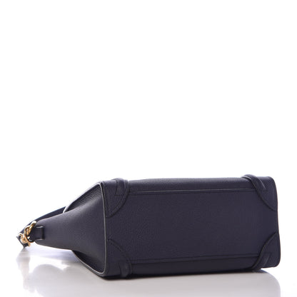 Celine Drummed Calfskin Nano Luggage Navy Blue 4 of 9