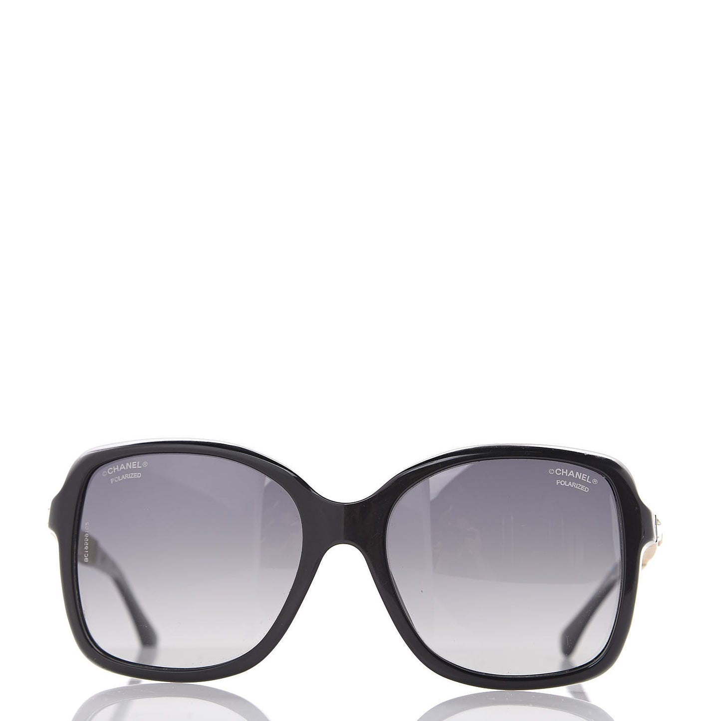 Crystal Baguette Polarized Square Sunglasses 5308-B Black