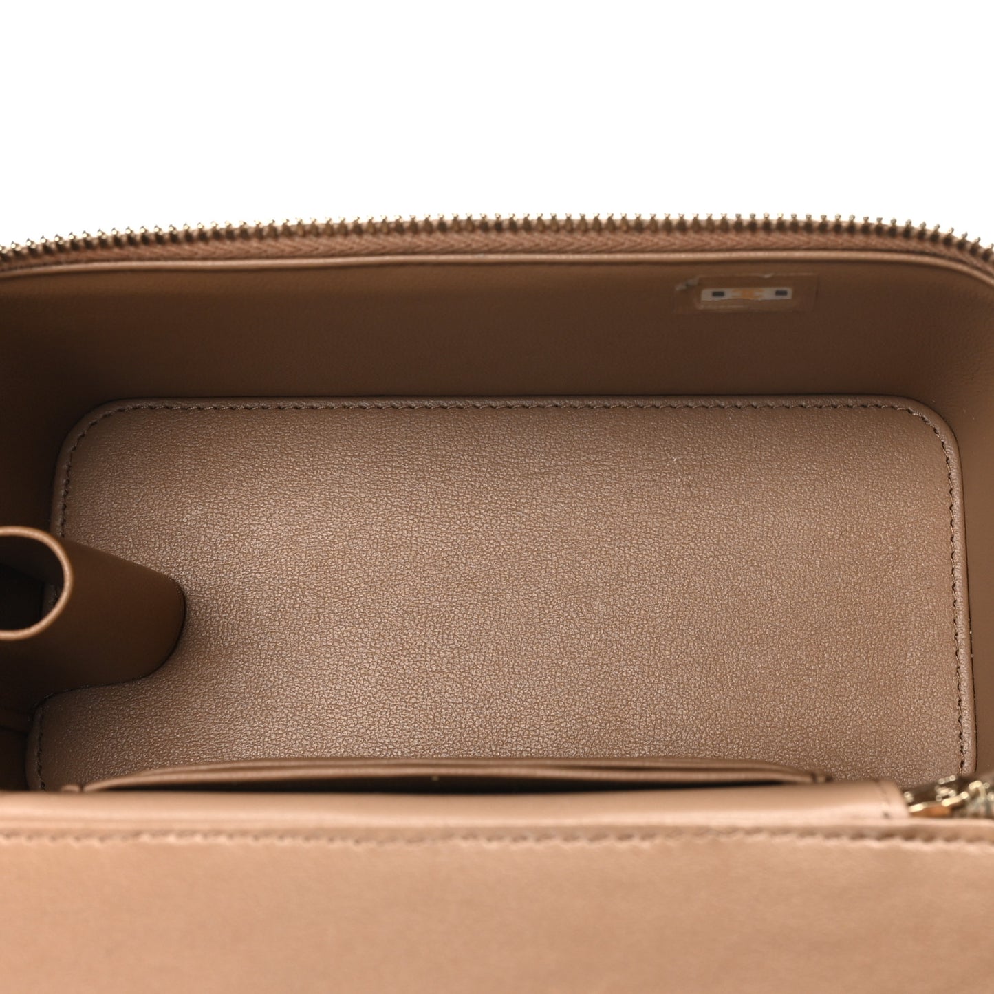 Lambskin Quilted Small Pillow Crush Vanity Case With Chain Beige