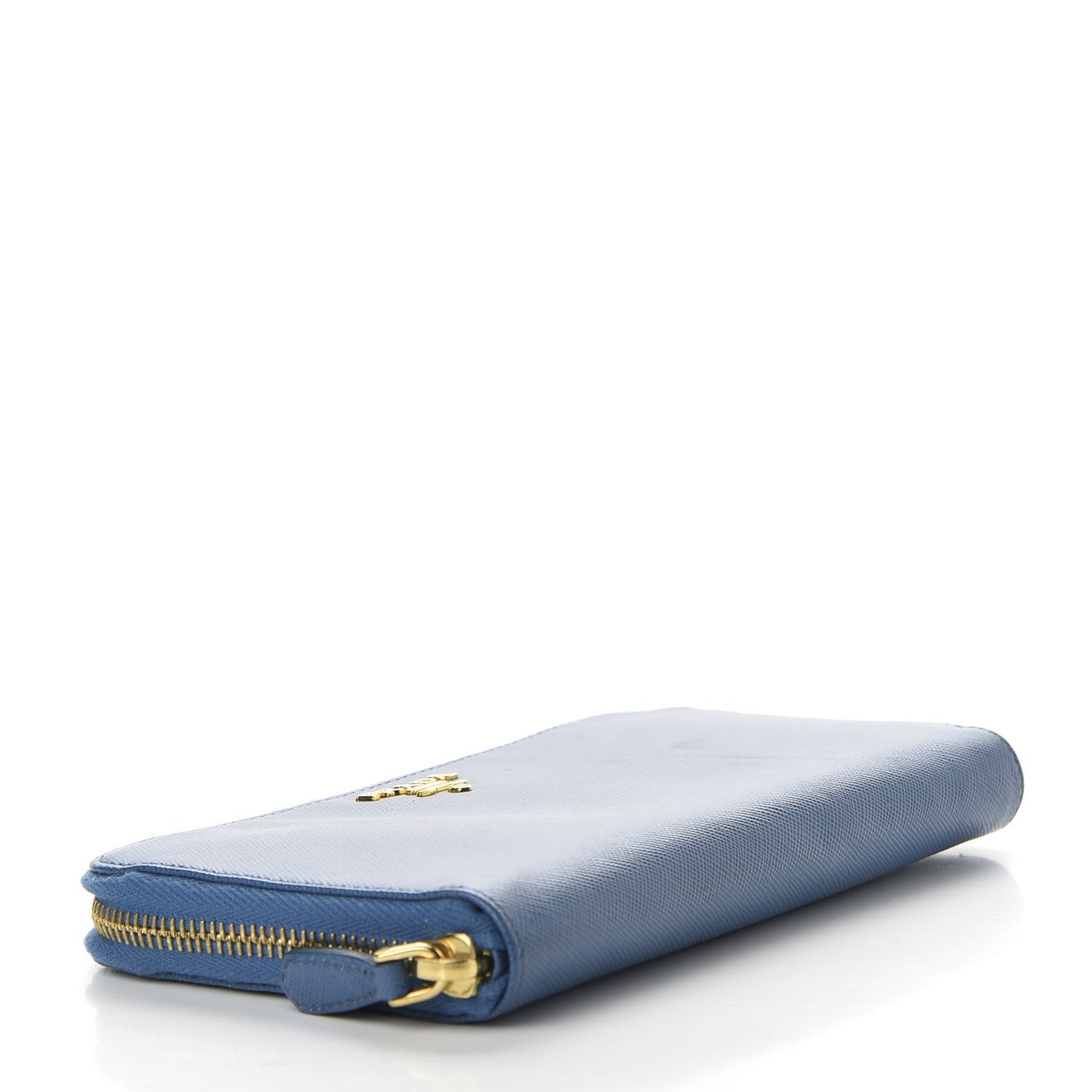 Saffiano Metal Zip Around Wallet Cobalto