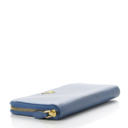 Prada Saffiano Metal Zip Around Wallet Cobalto 4 of 9