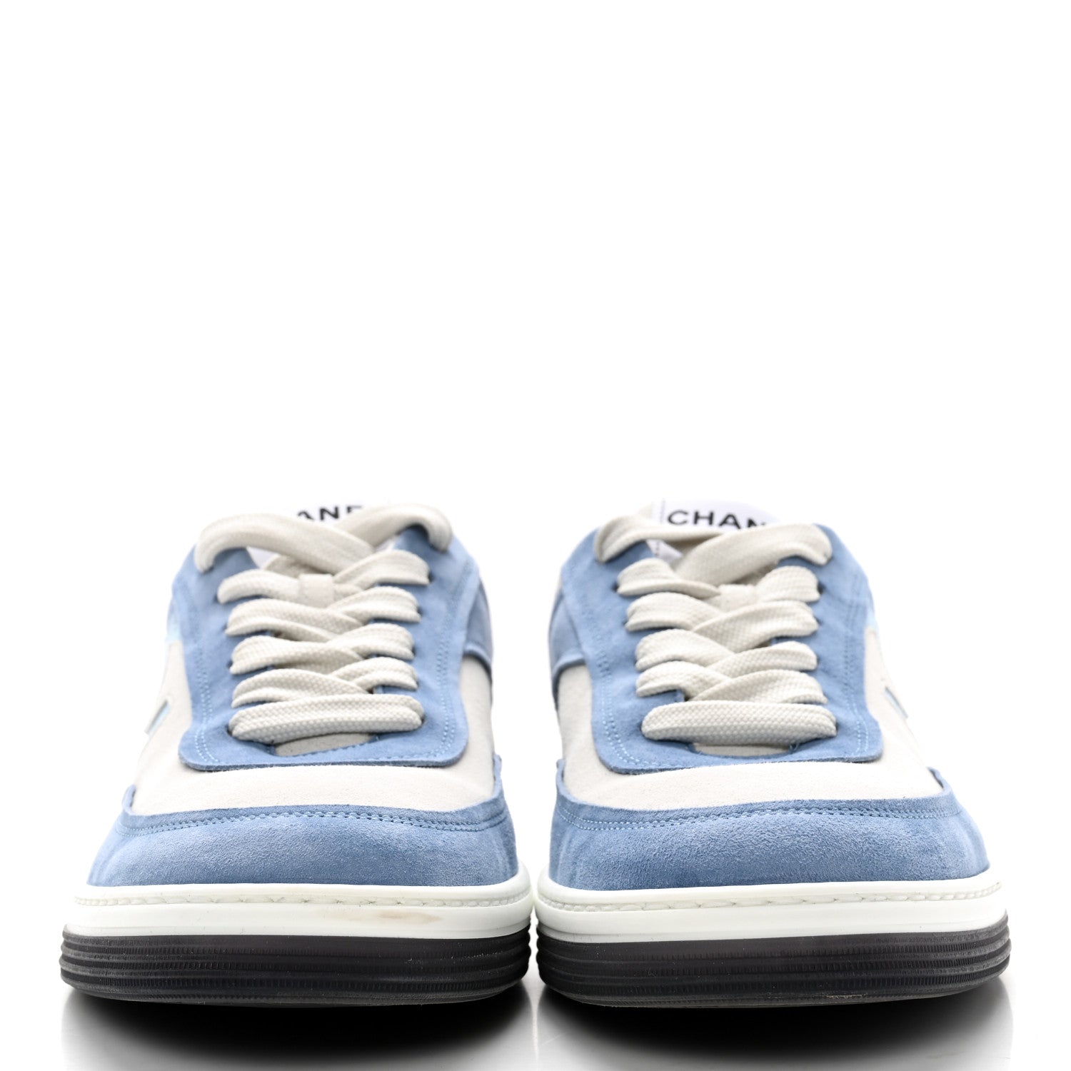 Chanel Suede Kidskin Womens CC Sneakers 40 White Blue 2 of 12