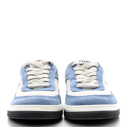 Chanel Suede Kidskin Womens CC Sneakers 40 White Blue 2 of 12