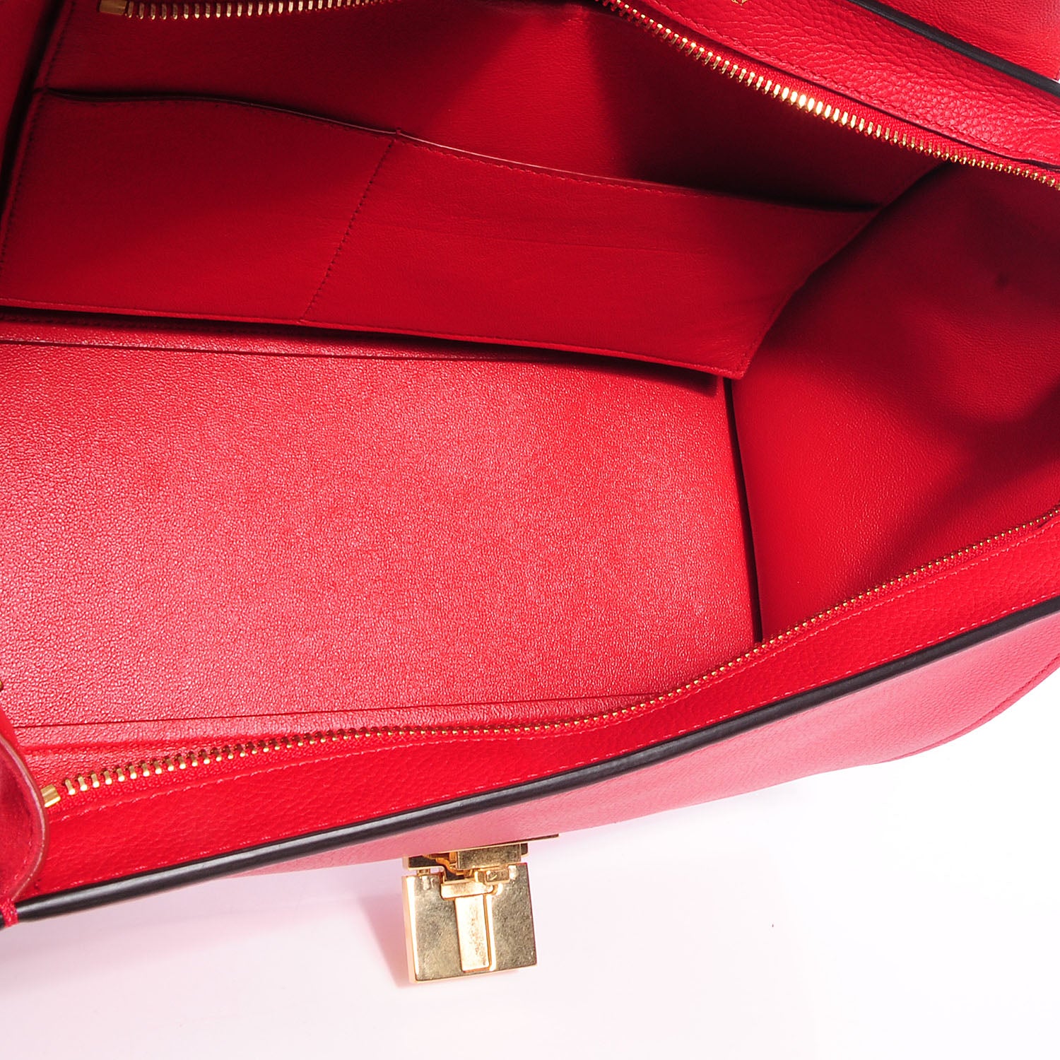 Celine Drummed Leather Suede Small Trapeze Coquelicot 7 of 9