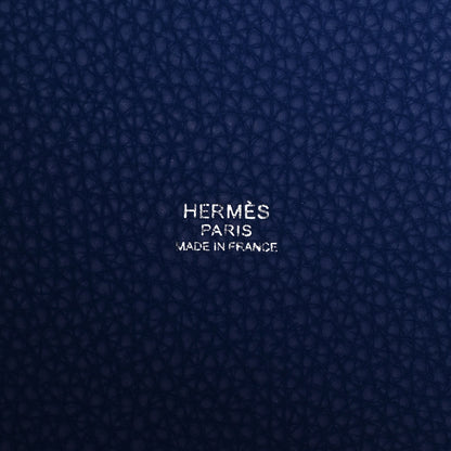 Hermes Taurillon Clemence Ostrich Touch Picotin Lock 22 Bleu Electrique 6 of 12