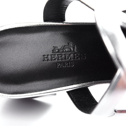 Hermes Metallic Nappa Bikini Sandals 37 Argent 8 of 11