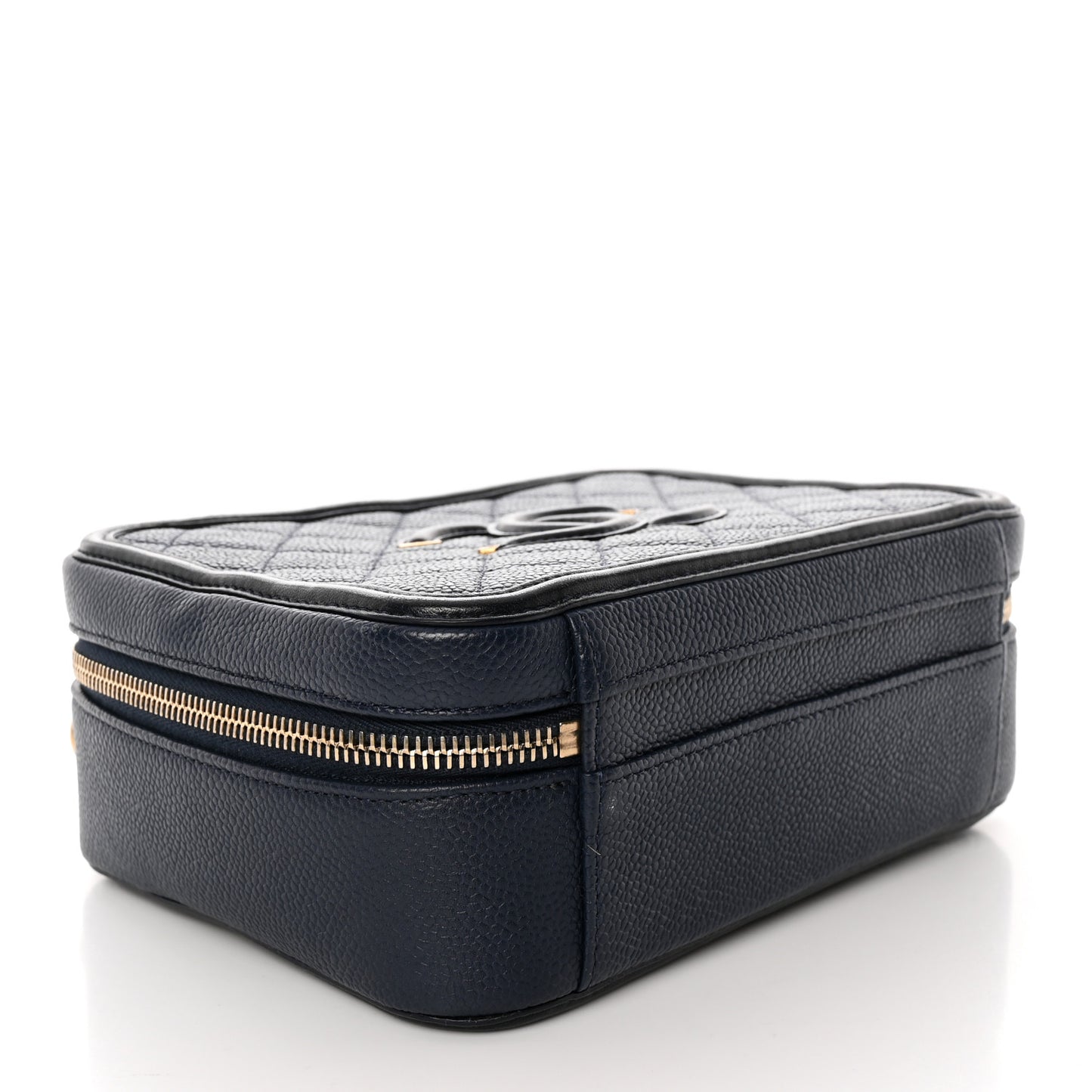 Caviar Quilted Medium CC Filigree Vanity Case Navy Black