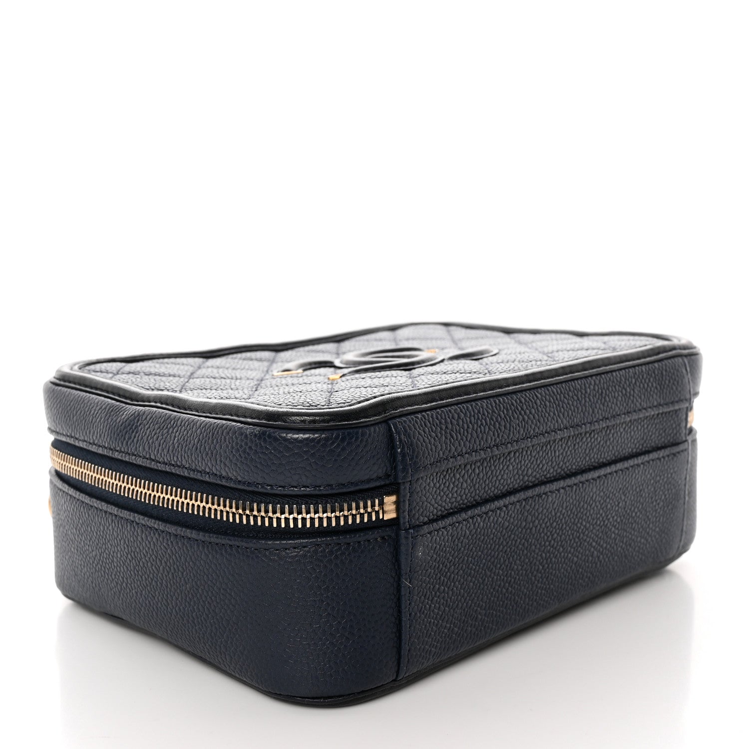 Chanel Caviar Quilted Medium CC Filigree Vanity Case Navy Black 4 of 14