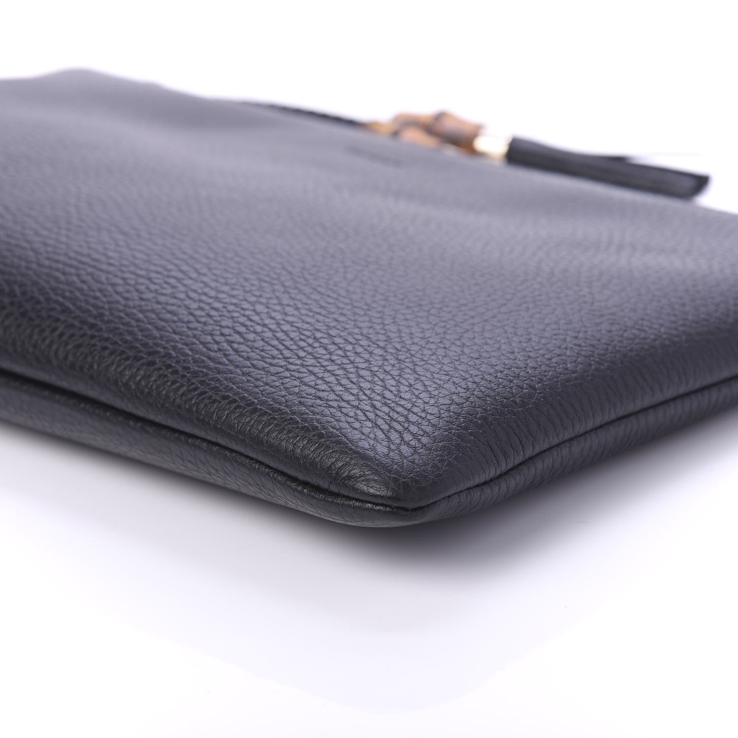Gucci Pebbled Calfskin Large Bamboo Clutch Black 7 of 11