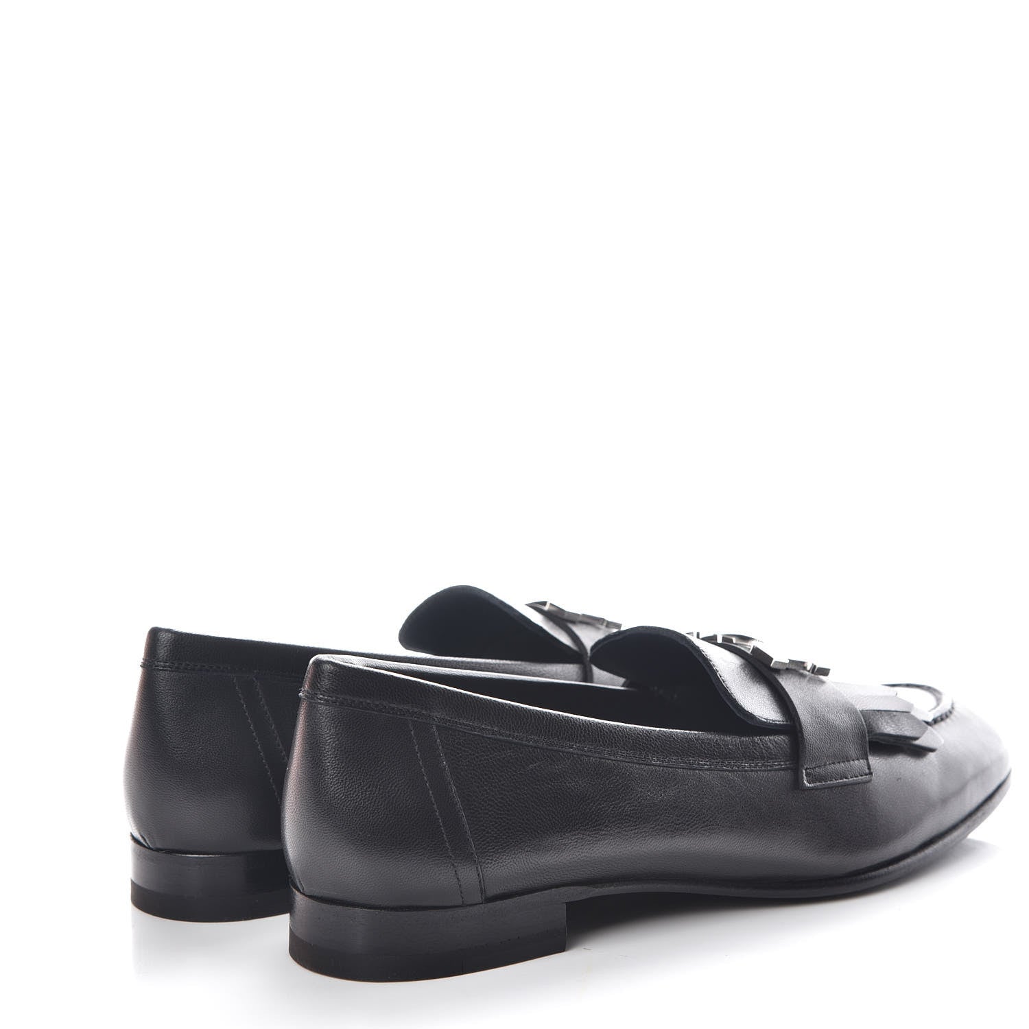 Hermes Goatskin Womens Royal Loafers 36.5 Black 4 of 8