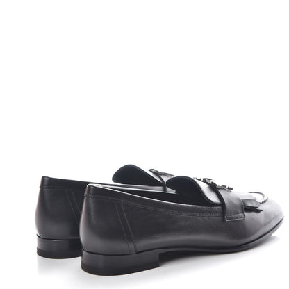 Hermes Goatskin Womens Royal Loafers 36.5 Black 4 of 8