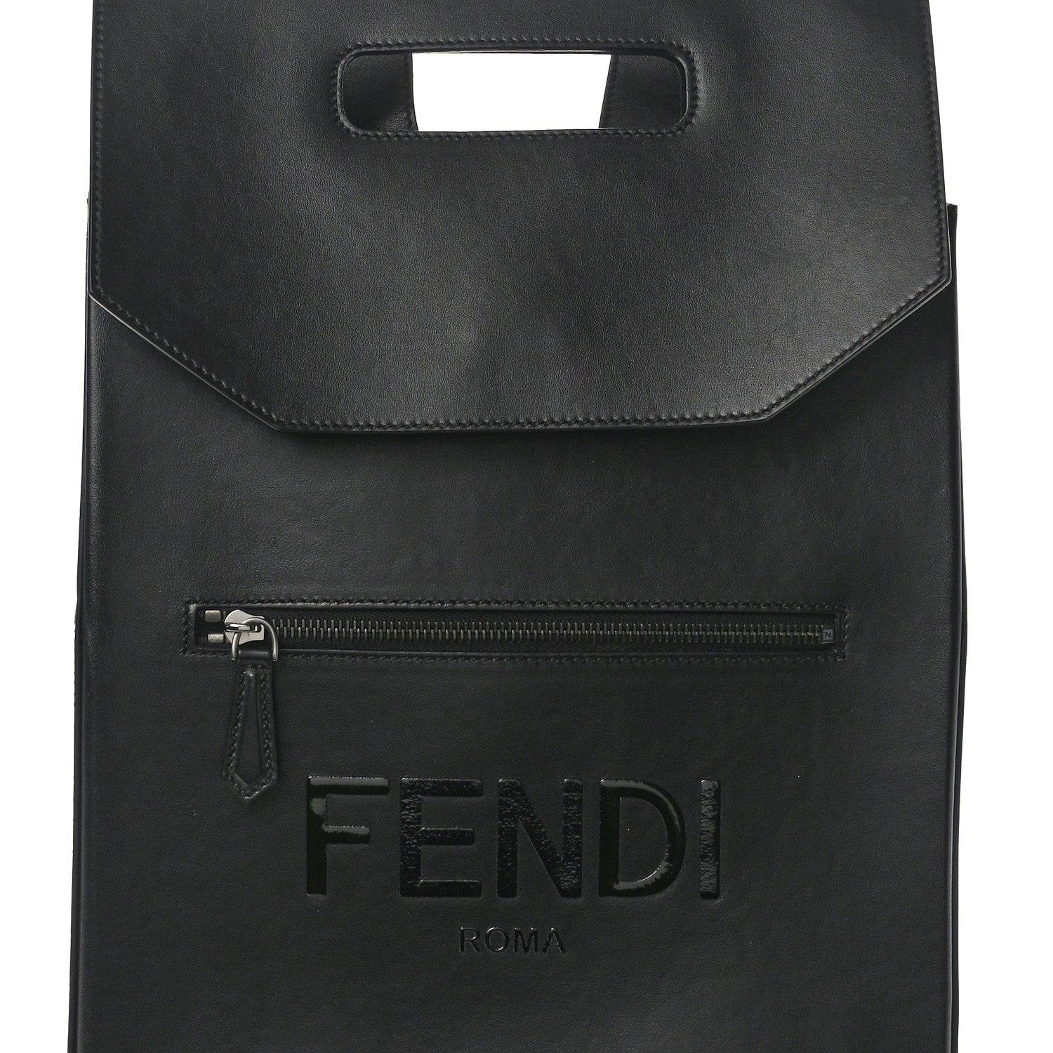 Fendi Vitello Grace Light Logo Fendi Pack Backpack Black 8 of 11