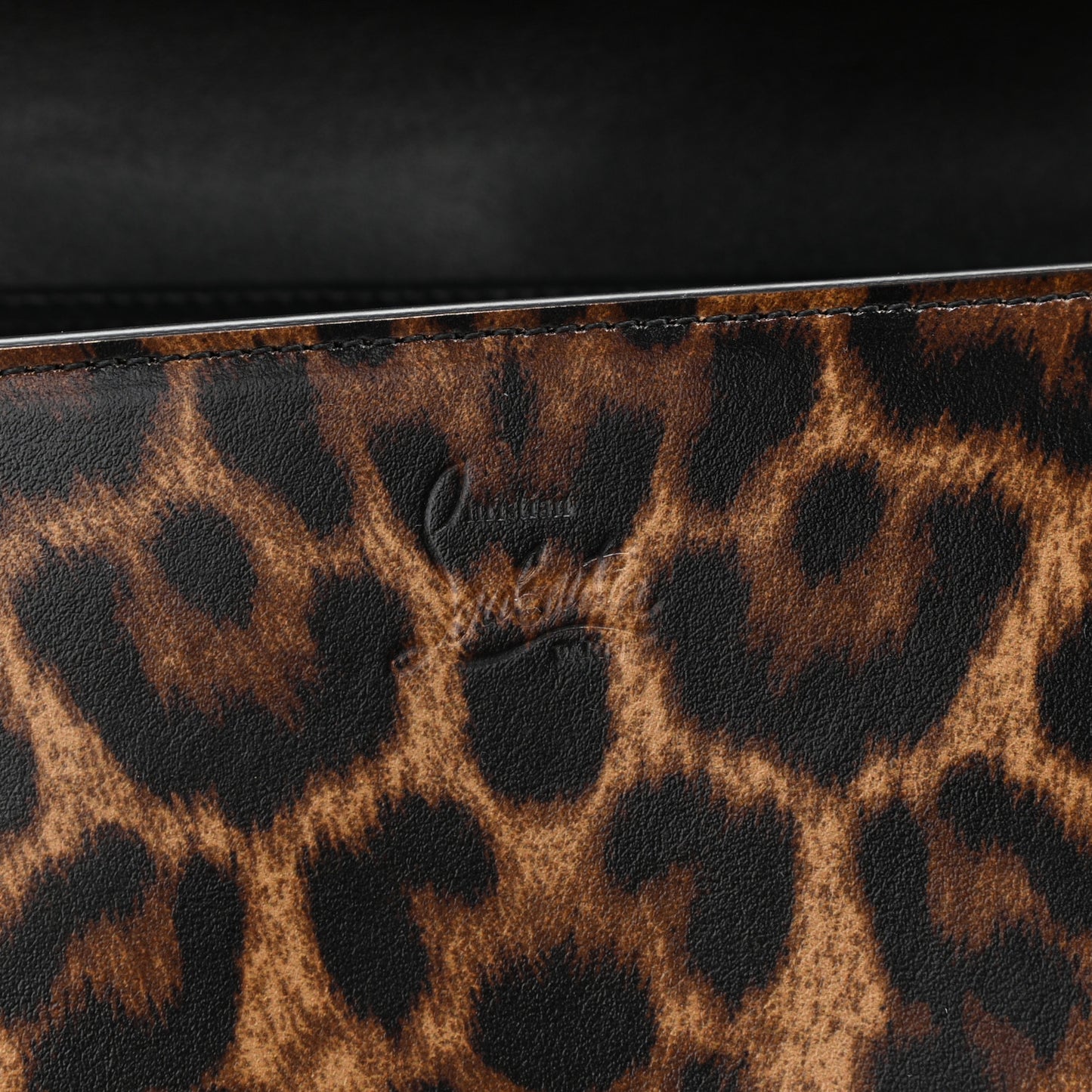 Patent Leopard Print Spikes Loubinthesky Paloma Clutch
