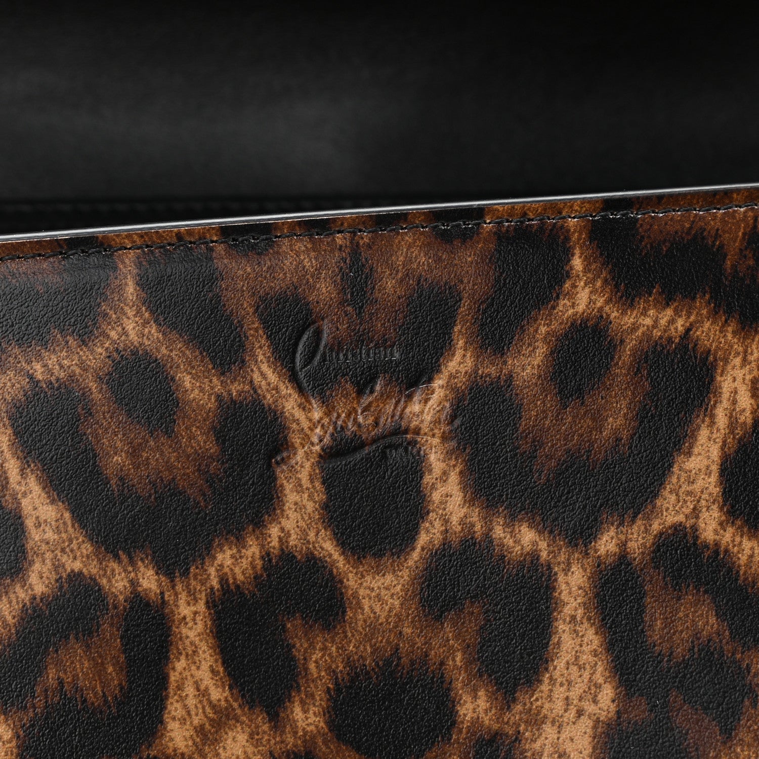 Christian Louboutin Patent Leopard Print Spikes Loubinthesky Paloma Clutch 6 of 11