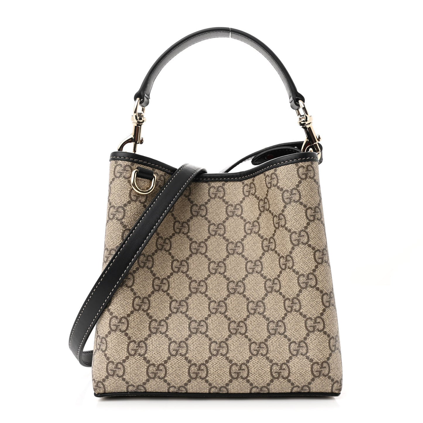 GG Supreme Monogram Emblem Mini Bucket Bag Beige Dark Brown Black