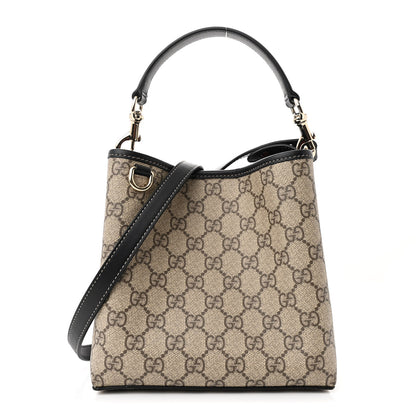 Gucci GG Supreme Monogram Emblem Mini Bucket Bag Beige Dark Brown Black 1 of 12