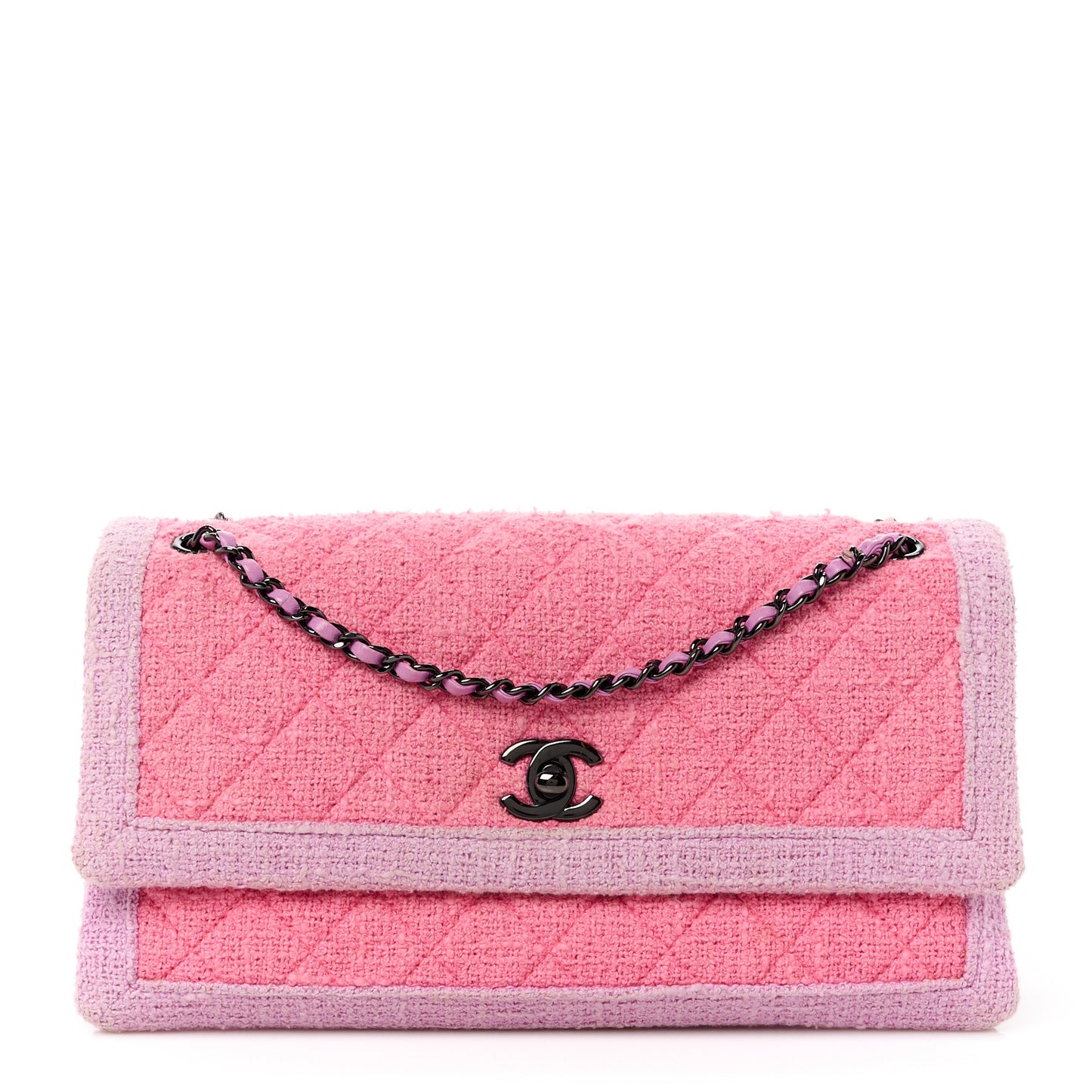 Tweed Quilted Flap Pink Purple