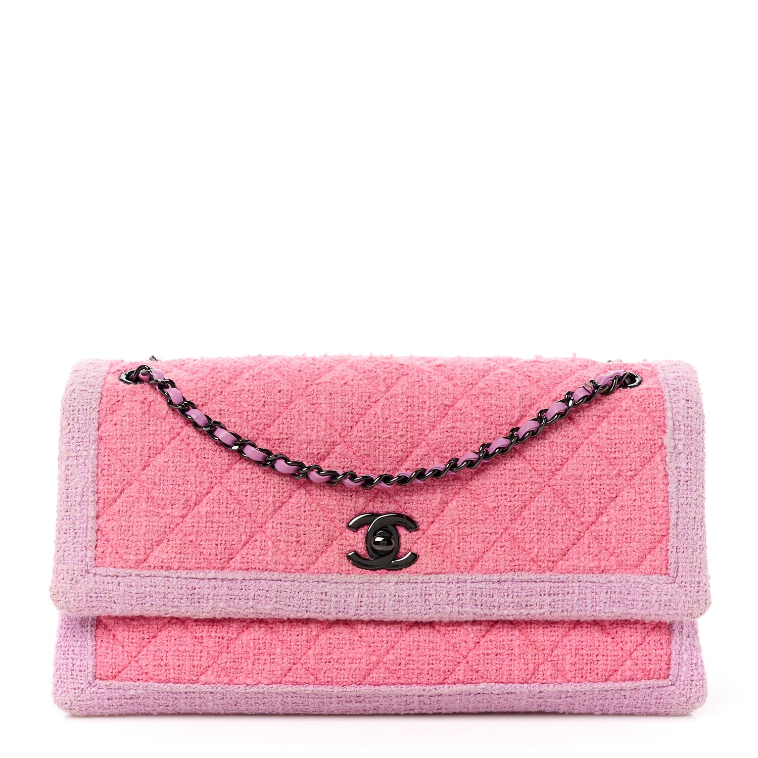 Chanel Tweed Quilted Flap Pink Purple 1 of 13