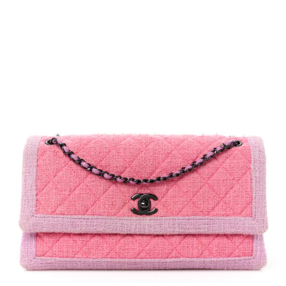 Chanel Tweed Quilted Flap Pink Purple 1 of 13
