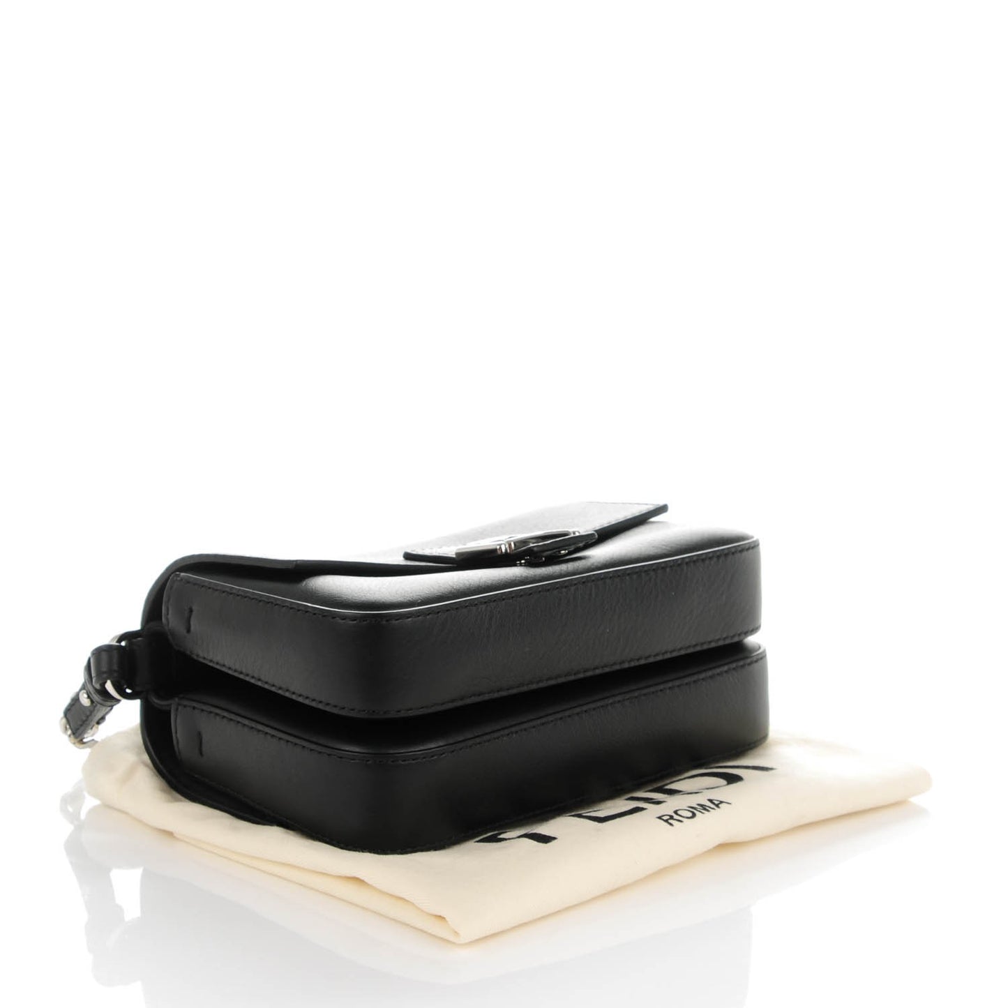 Calfskin Mink Fur Micro Double Baguette Black
