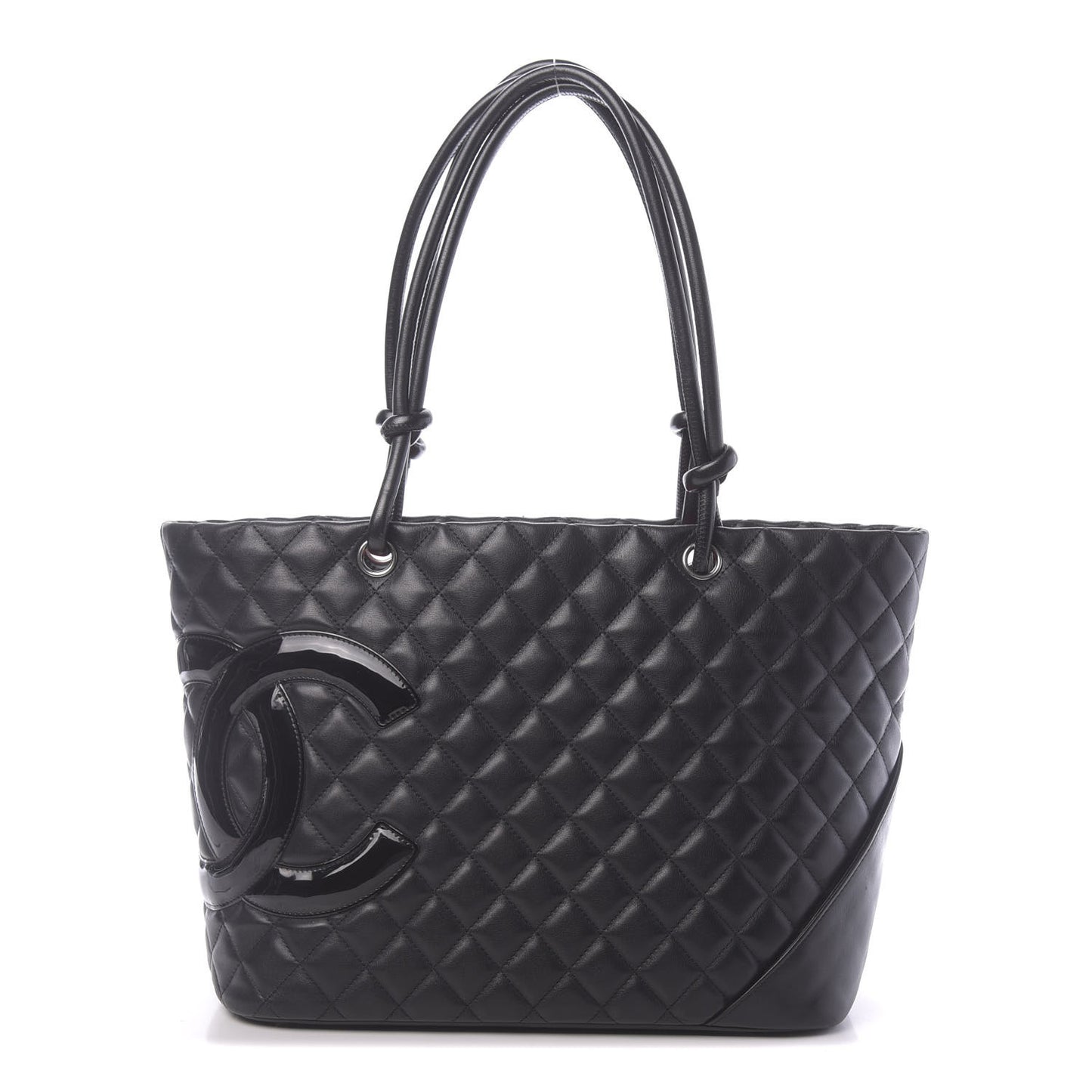 Calfskin Quilted Large Cambon Tote Black