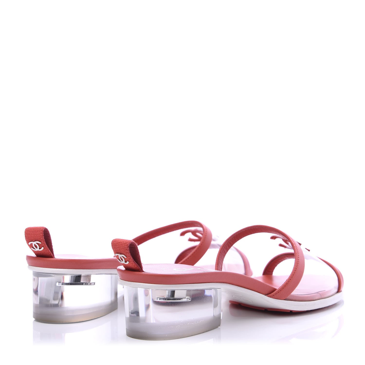 Chanel Lambskin PVC Mule Transparent 36 Red 4 of 8