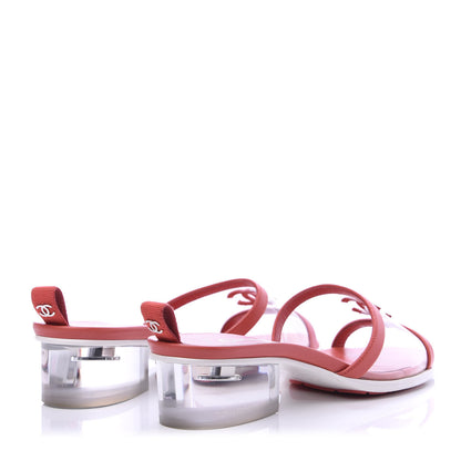 Chanel Lambskin PVC Mule Transparent 36 Red 4 of 8