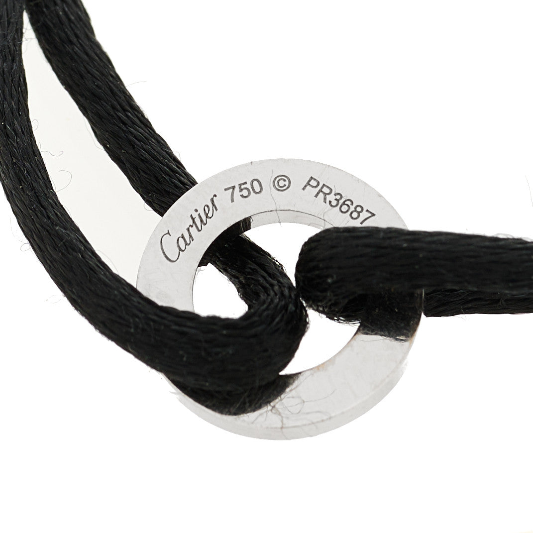 18K White Gold Diamond LOVE Adjustable Cord Bracelet Black