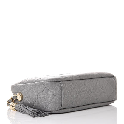 Chanel Iridescent Caviar Flat Quilted Small Coco Tassel Camera Case Grey 4 of 10