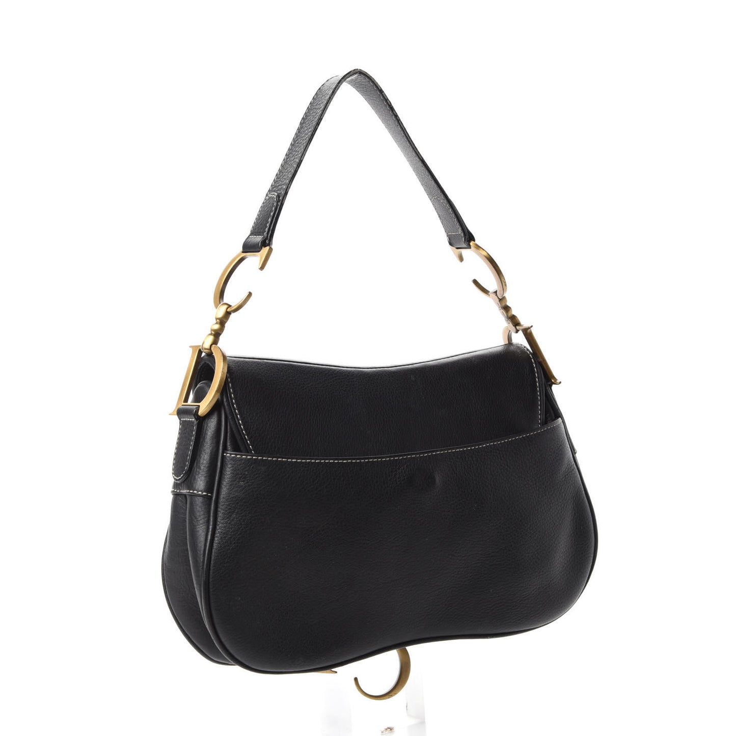 Calfskin Double Saddle Bag Black