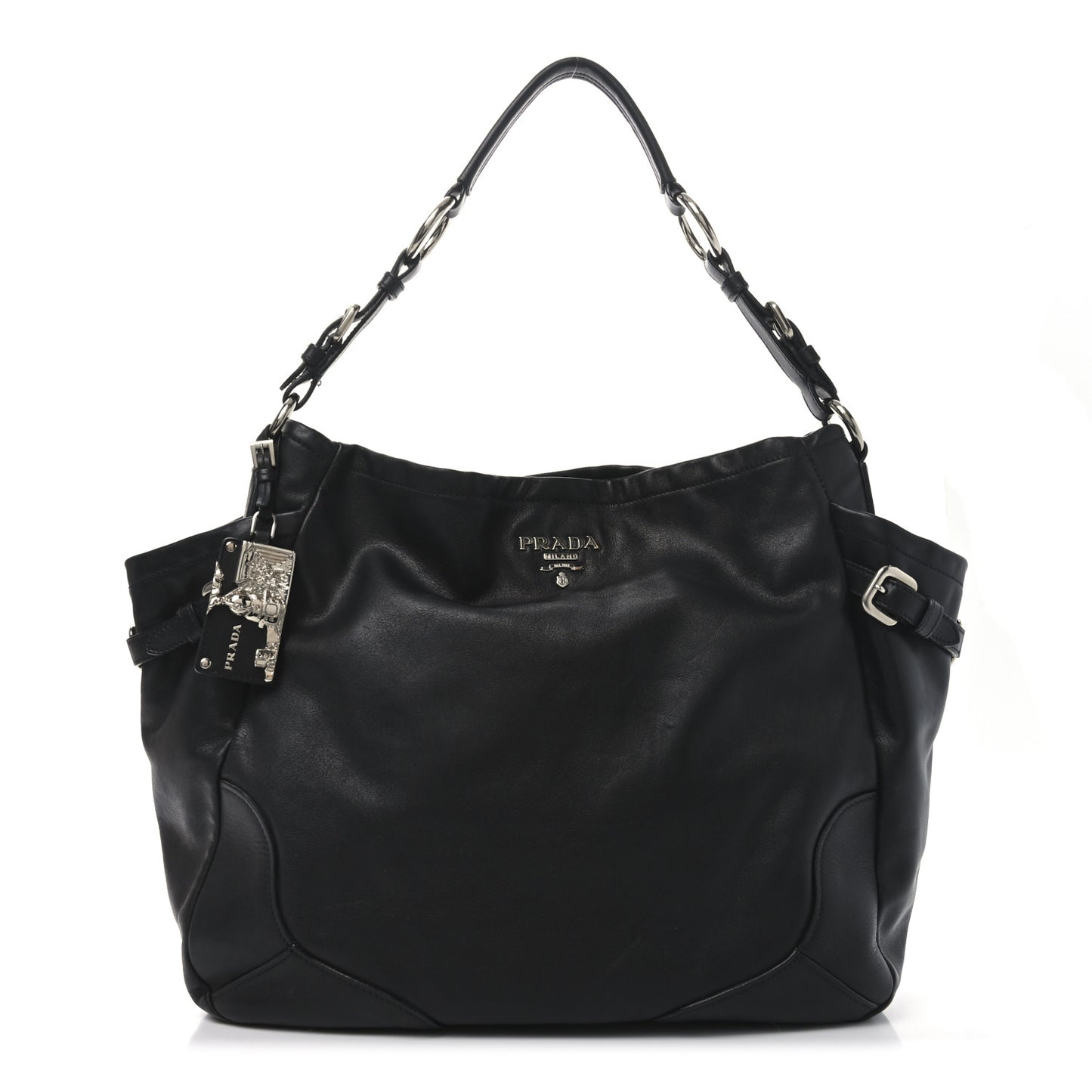 Soft Calf Two Pocket Hobo Black