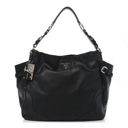 Prada Soft Calf Two Pocket Hobo Black 1 of 9