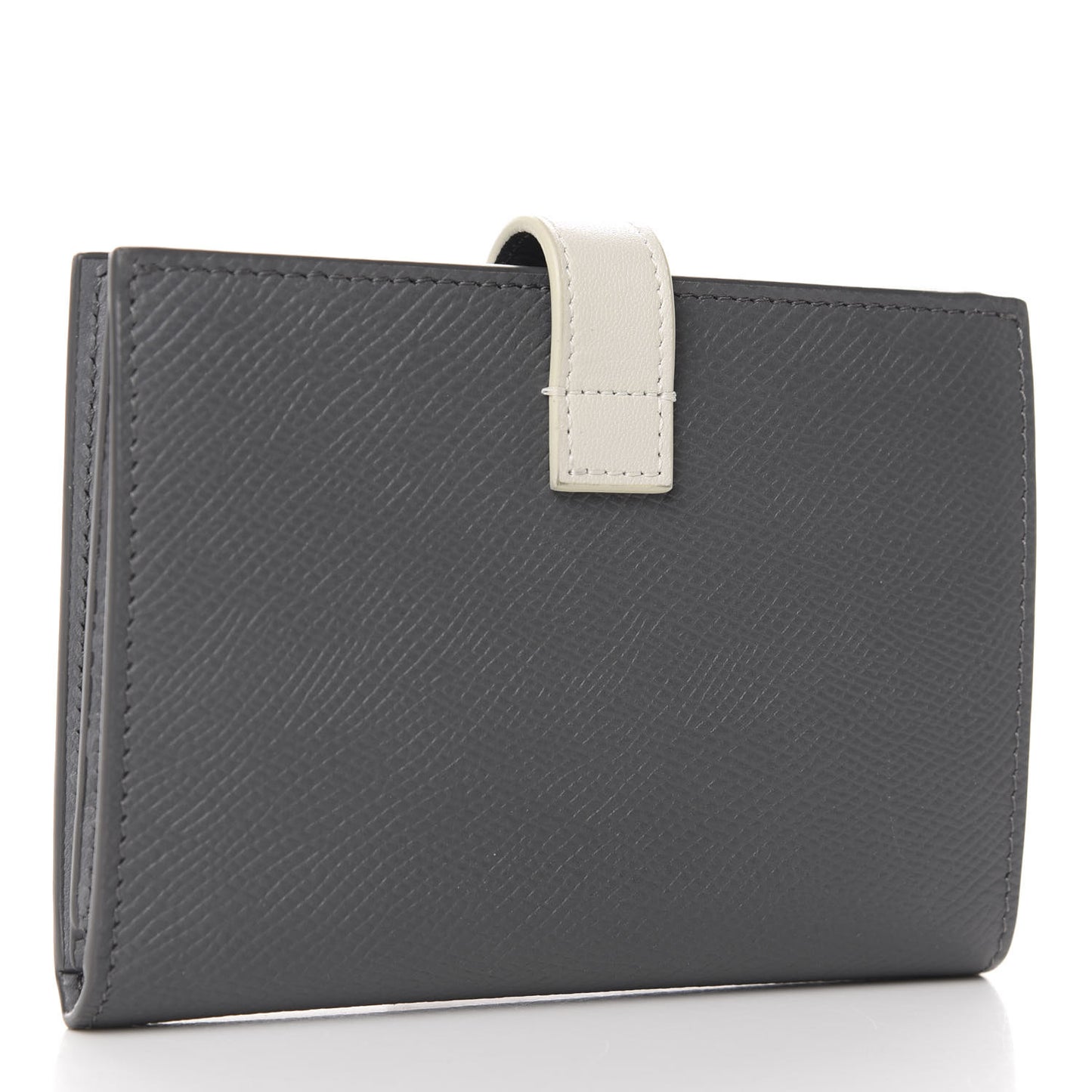 Grained Calfskin Medium Multifunction Strap Wallet Grey