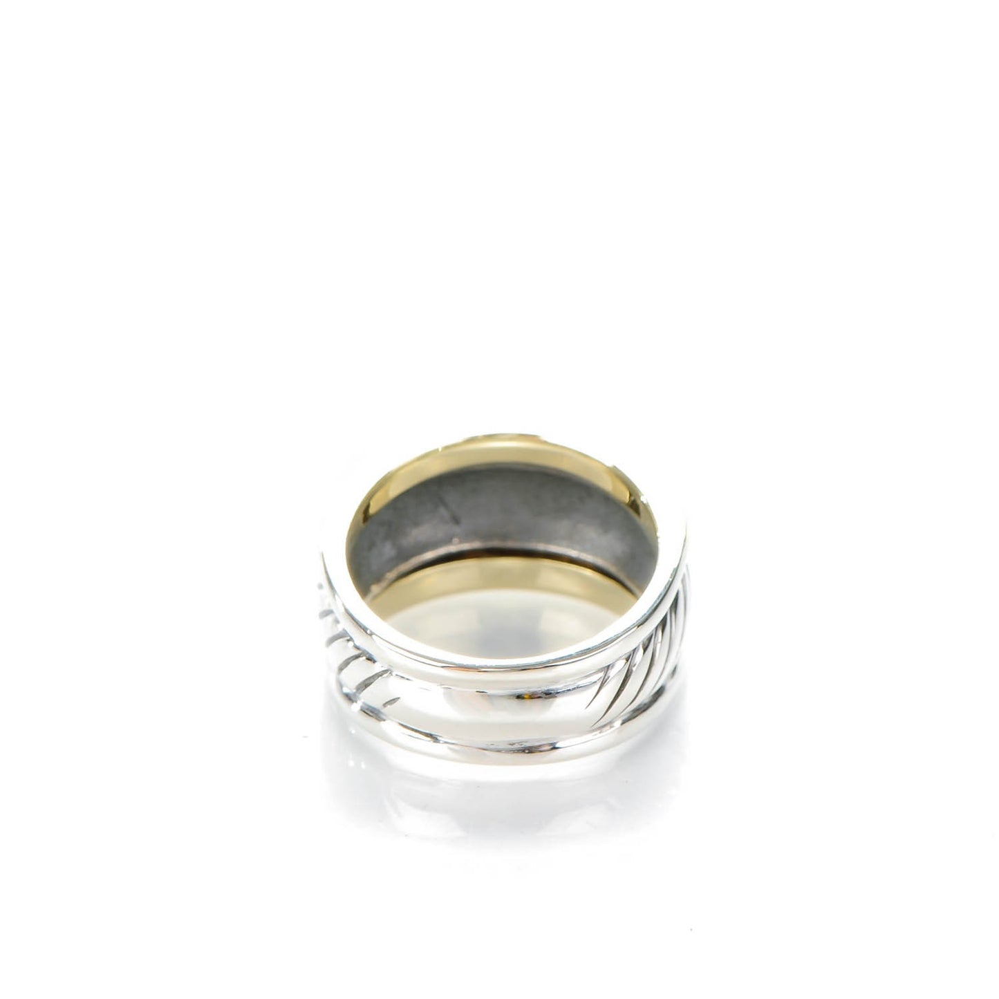 Sterling Silver 14K Yellow Gold 13mm Throughbred Ring 58 8.5