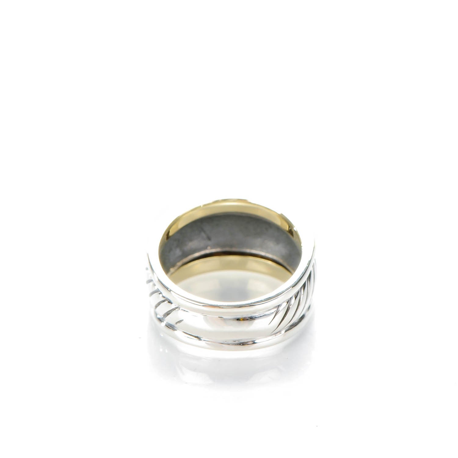 David Yurman Sterling Silver 14K Yellow Gold 13mm Throughbred Ring 58 8.5 3 of 5