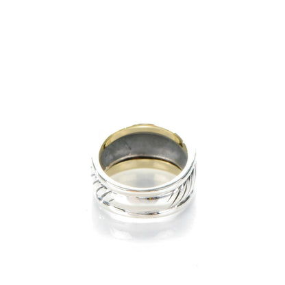 David Yurman Sterling Silver 14K Yellow Gold 13mm Throughbred Ring 58 8.5 3 of 5