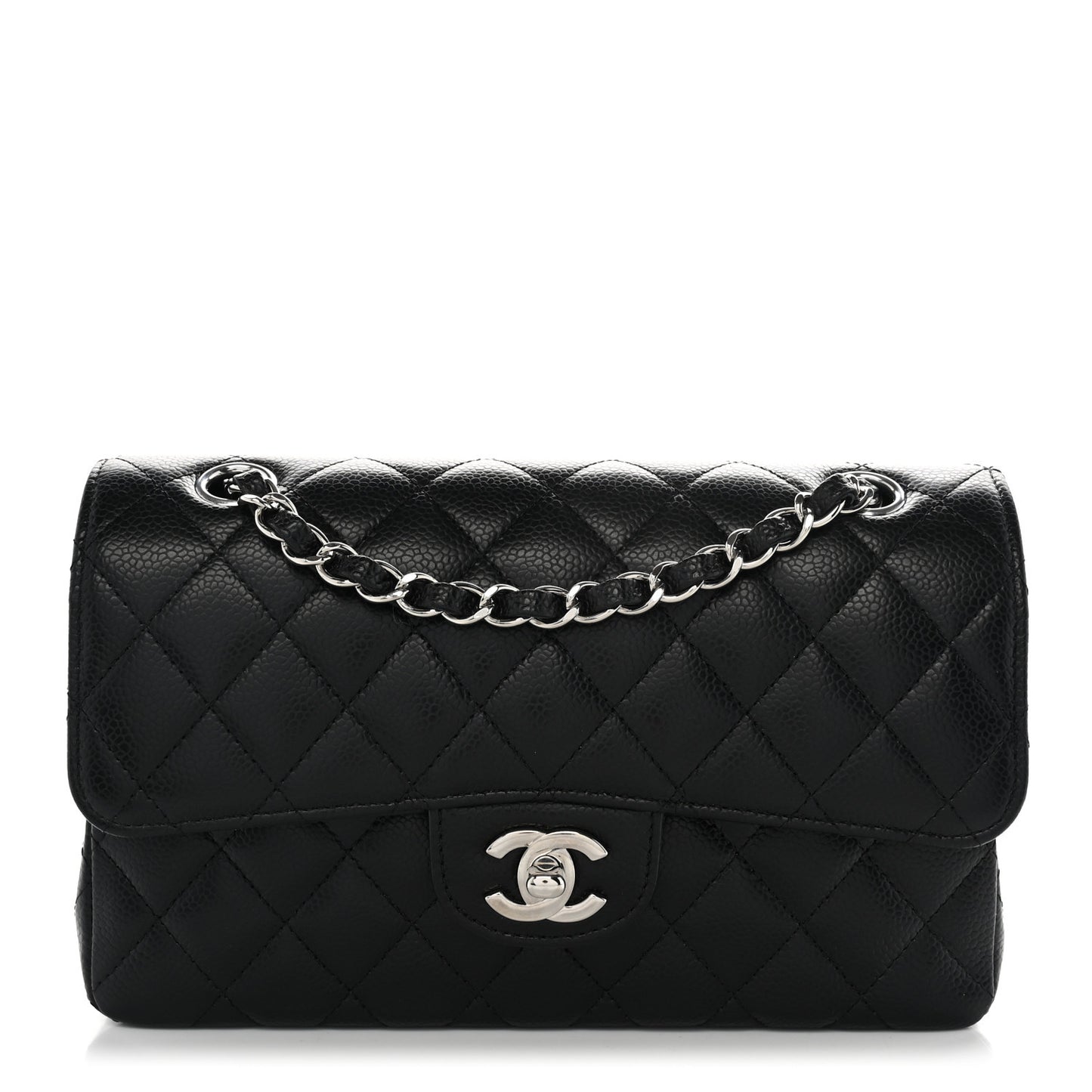 Caviar Quilted Small Double Flap Black