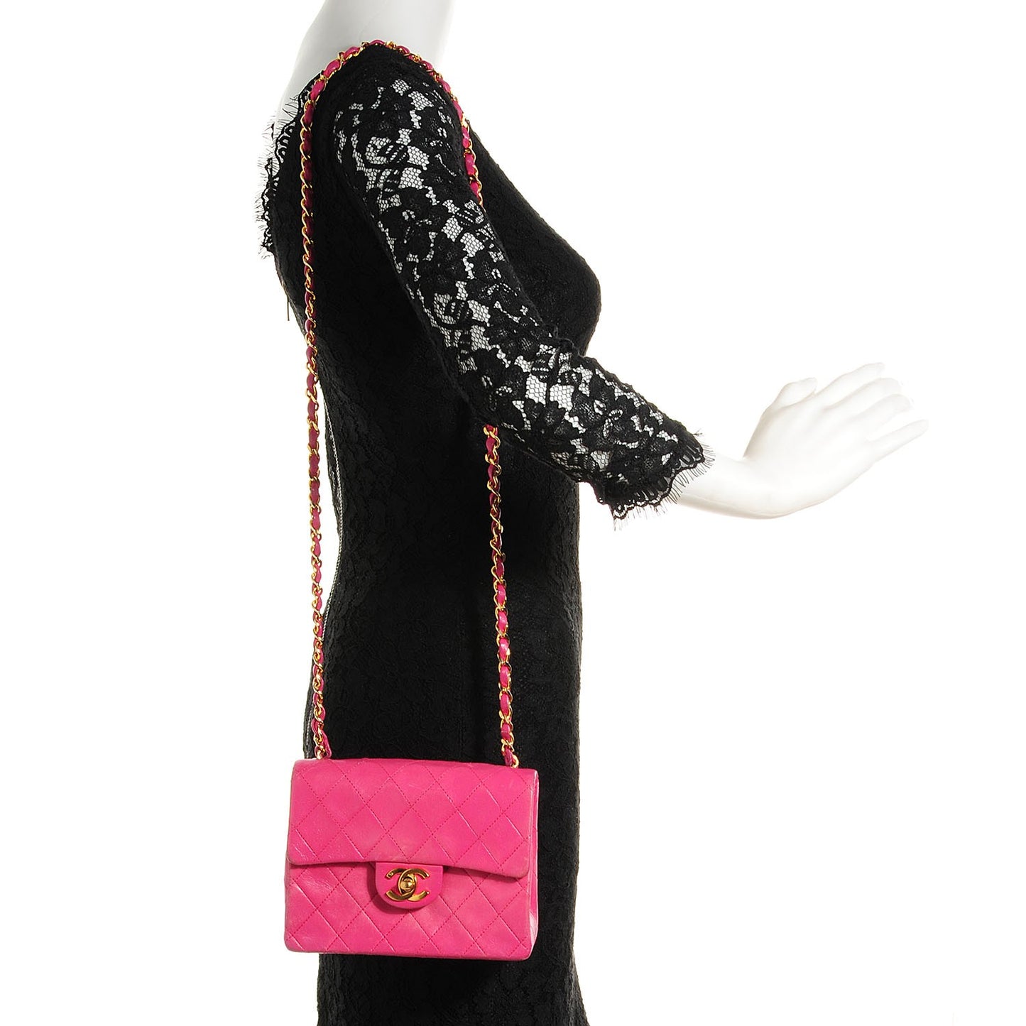 Lambskin Quilted Mini Square Flap Pink