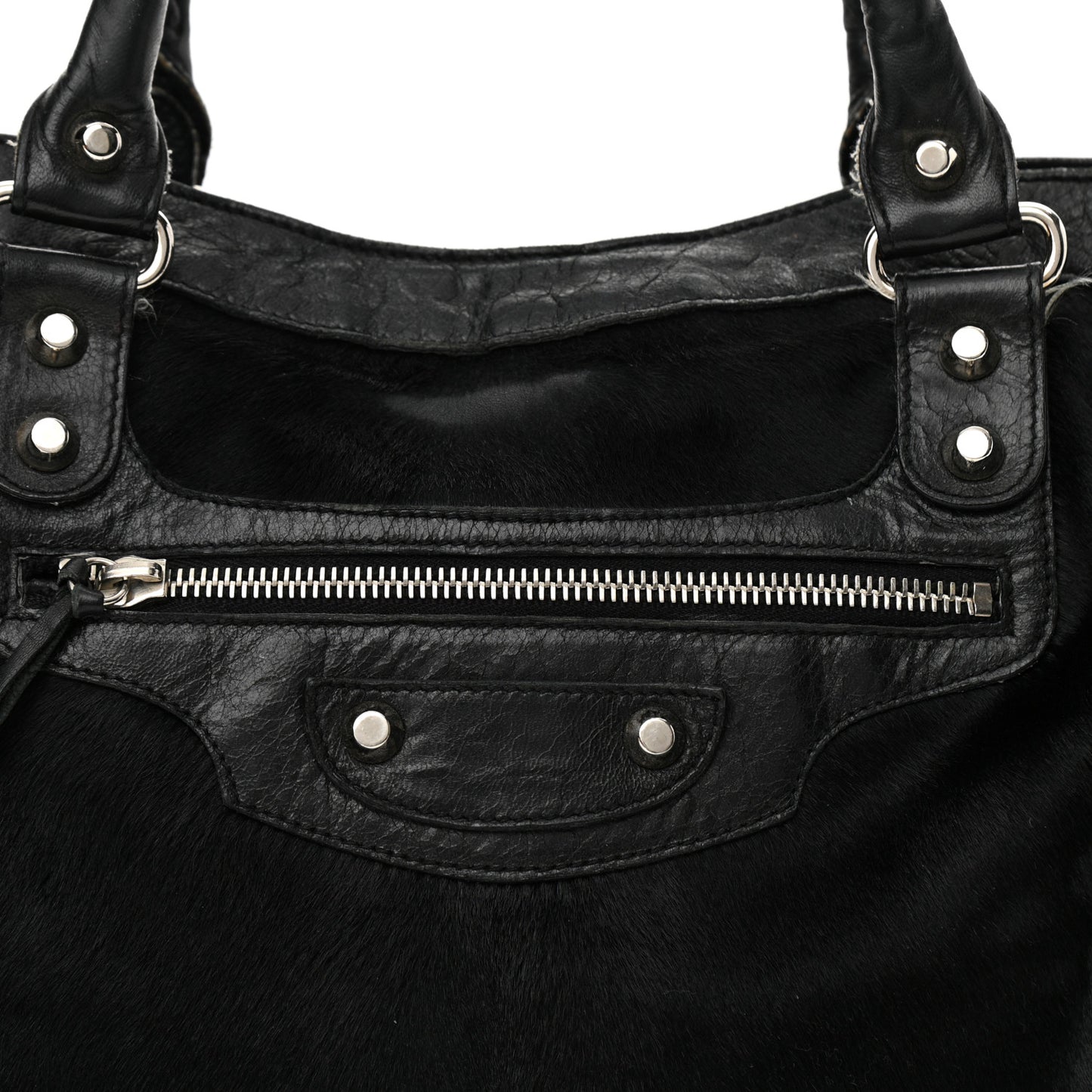 Pony Hair Silver Classic Hardware City Black