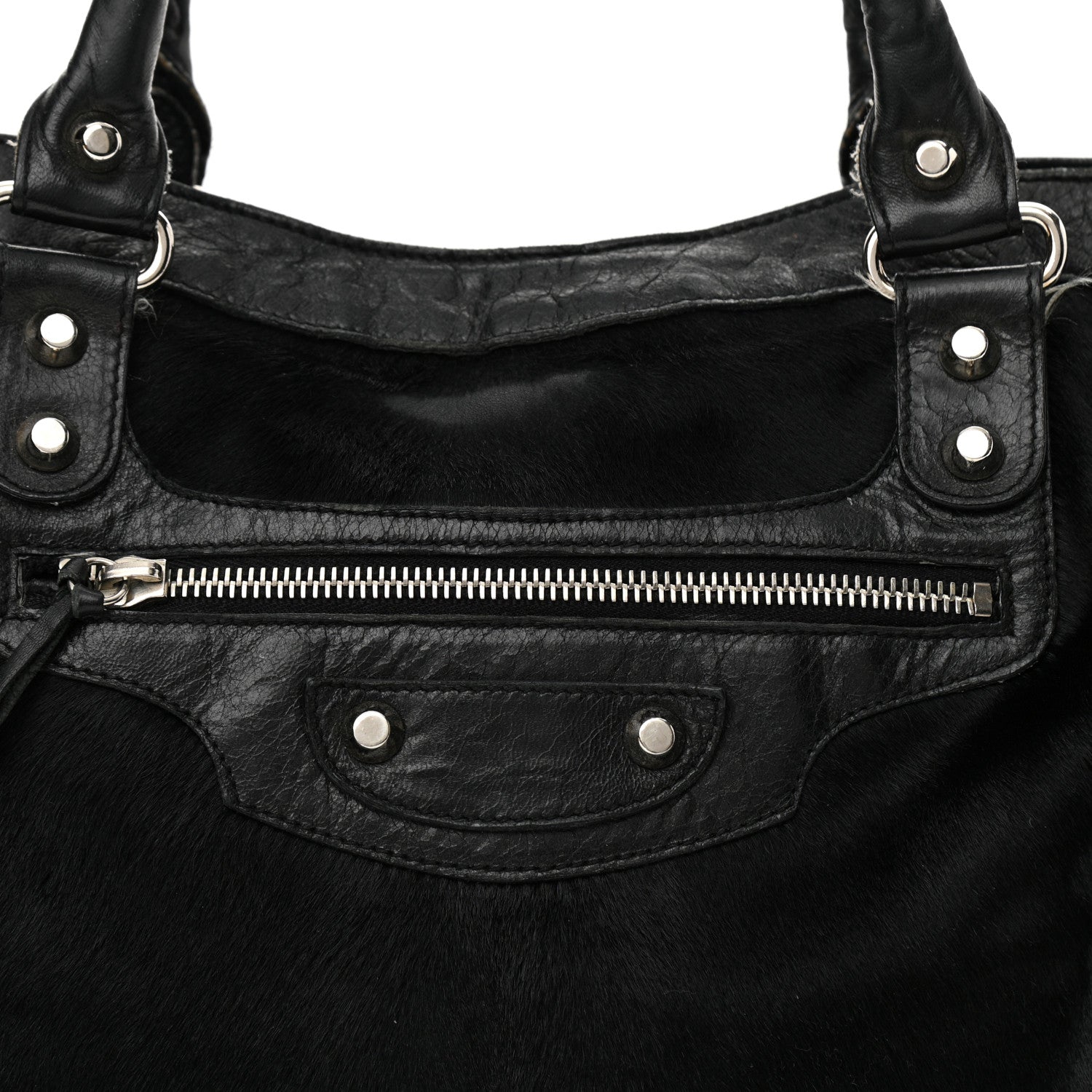 Balenciaga Pony Hair Silver Classic Hardware City Black 8 of 14