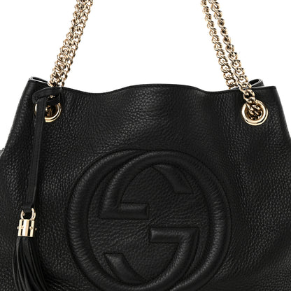 Gucci Pebbled Calfskin Medium Soho Chain Shoulder Bag Black 8 of 16