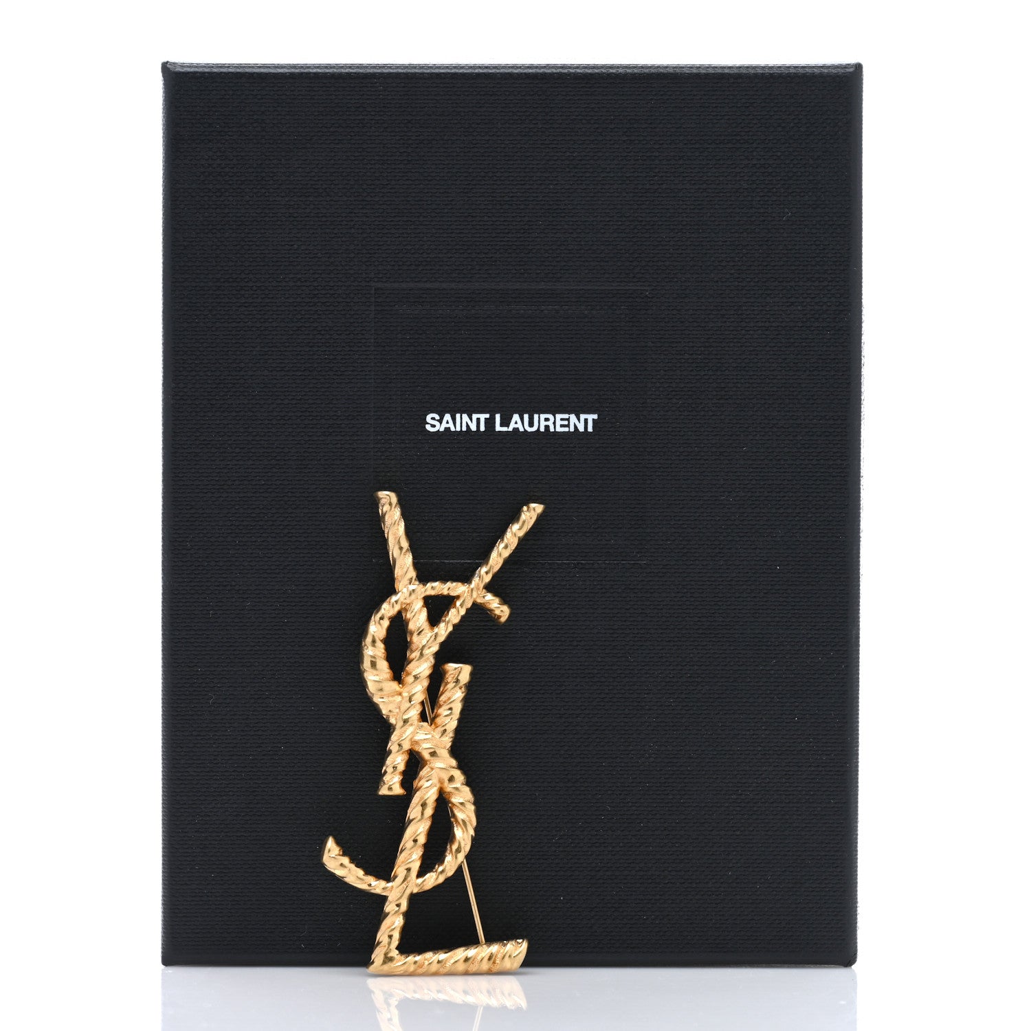 Saint Laurent Brass Cassandre Opyum YSL Twisted Brooch Gold 5 of 5