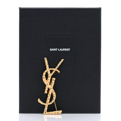 Saint Laurent Brass Cassandre Opyum YSL Twisted Brooch Gold 5 of 5