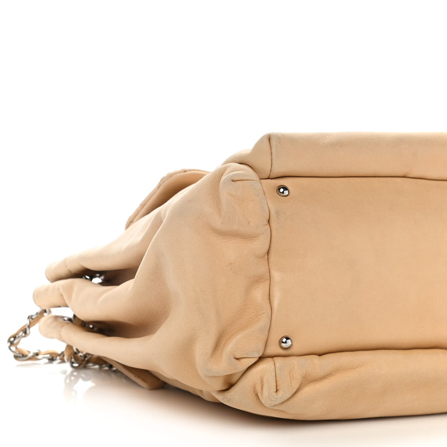 Lambskin Quilted Shoulder Flap Bag Beige