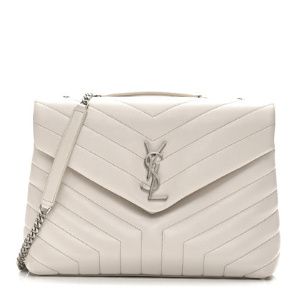 Saint Laurent Calfskin Y Quilted Monogram Medium Loulou Chain Satchel Crema Soft 1 of 11