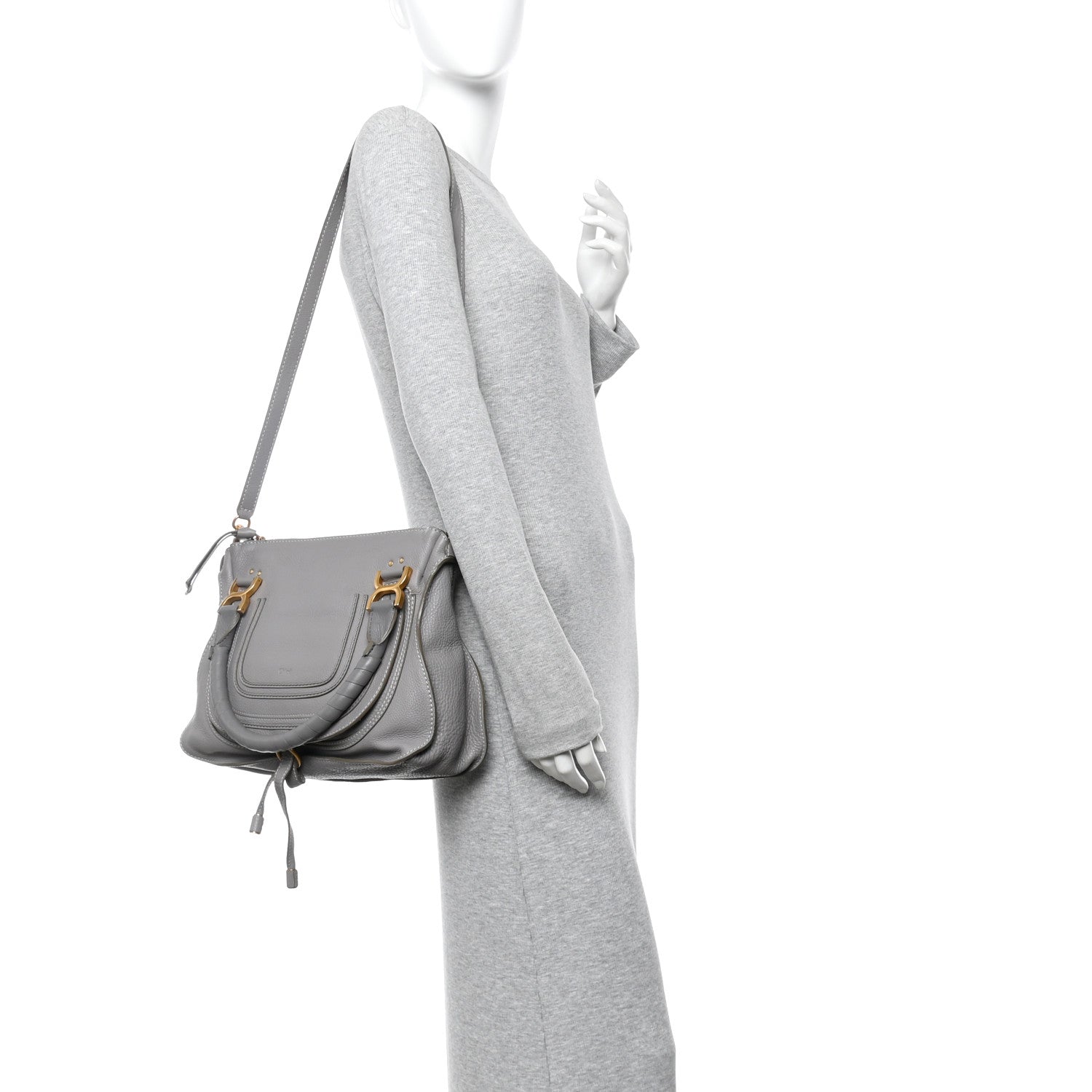 Chloe Calfskin Medium Marcie Satchel Cashmere Grey 2 of 12