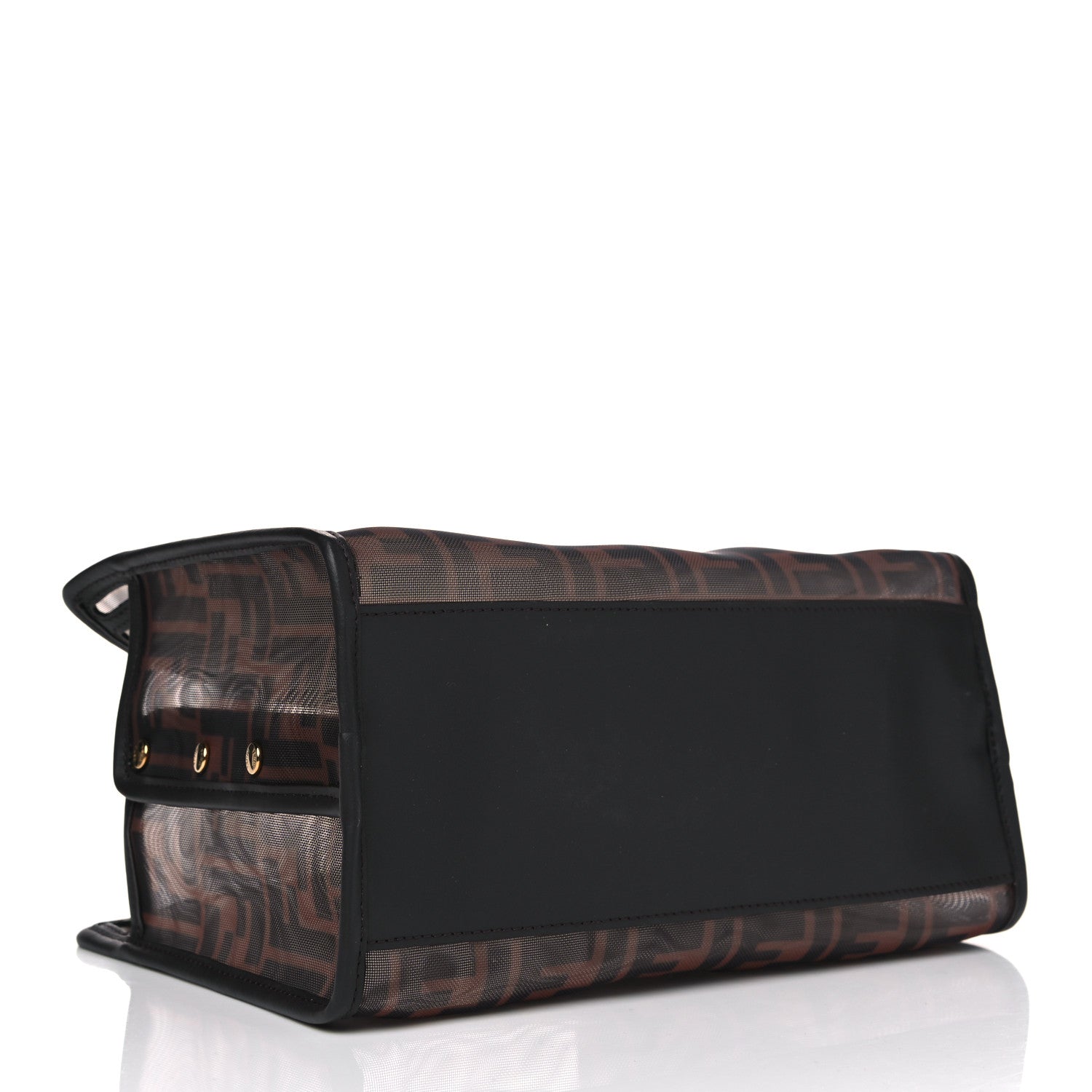 Fendi Mesh Vitello Century FF 1974 Mini Peekaboo Defender Cover Marrone Black Ebano 3 of 4